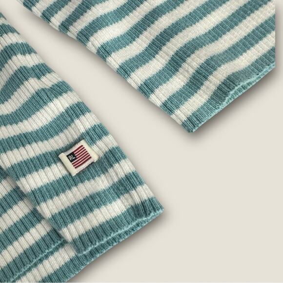 Y2k Polo Jeans Co by Ralph Lauren Blue White Striped Knit Turtleneck Size XL - Picture 6 of 9